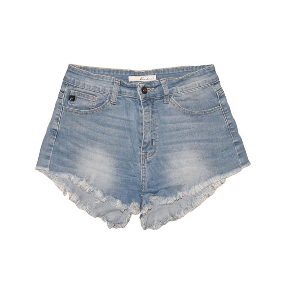 KANCAN $60 High Rise Stretch Denim Cut-Off Shorts Frayed Hems Size 27 - Picture 1 of 4